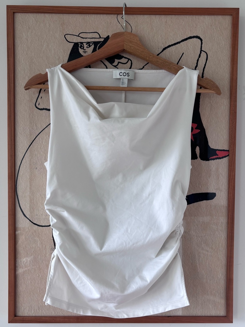 COS White Draped Sleeveless Top